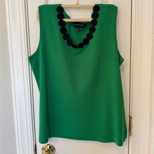 Ming Wang Green Embellished Tank Top